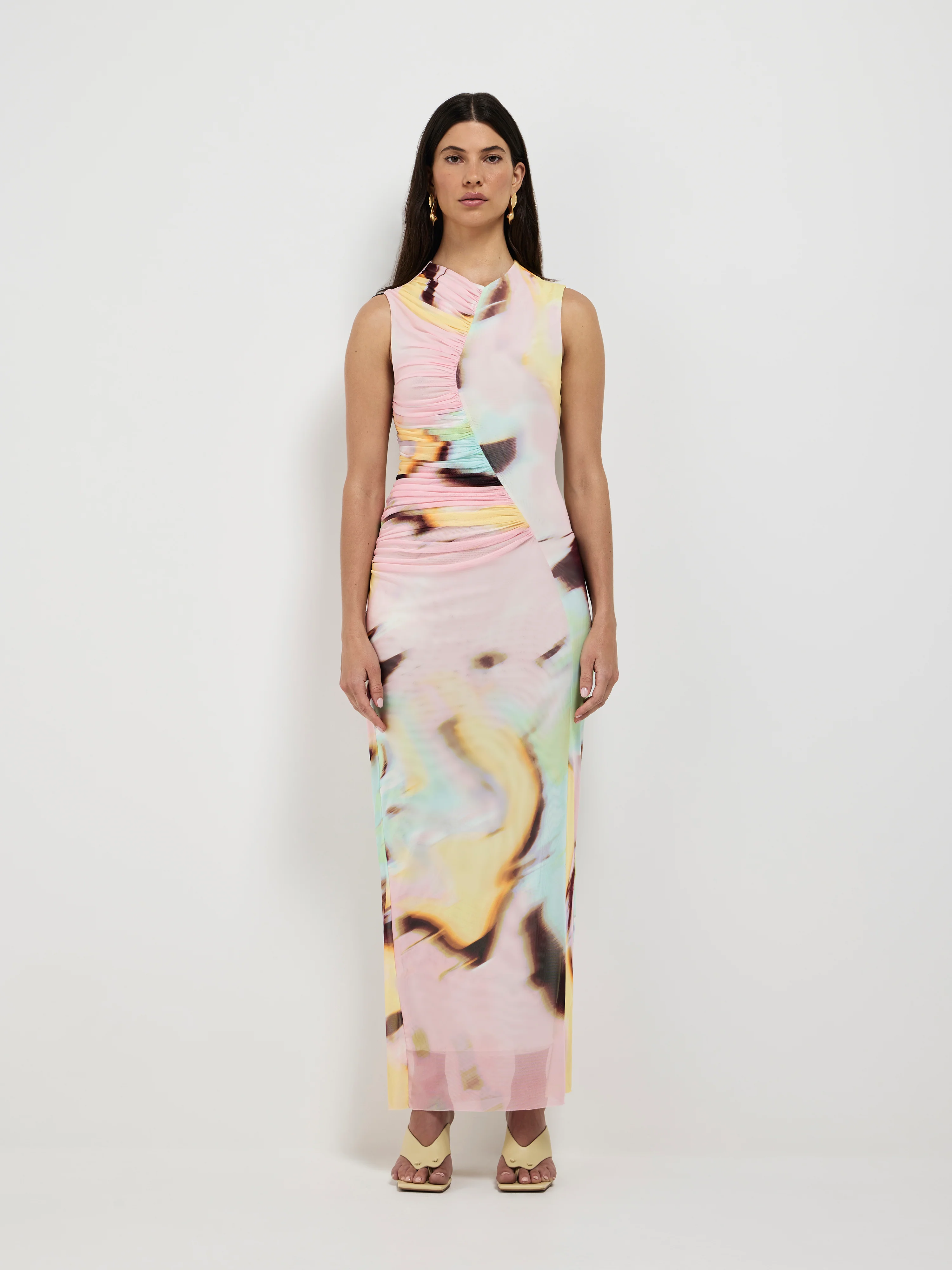 KAIA MESH MIDI DRESS