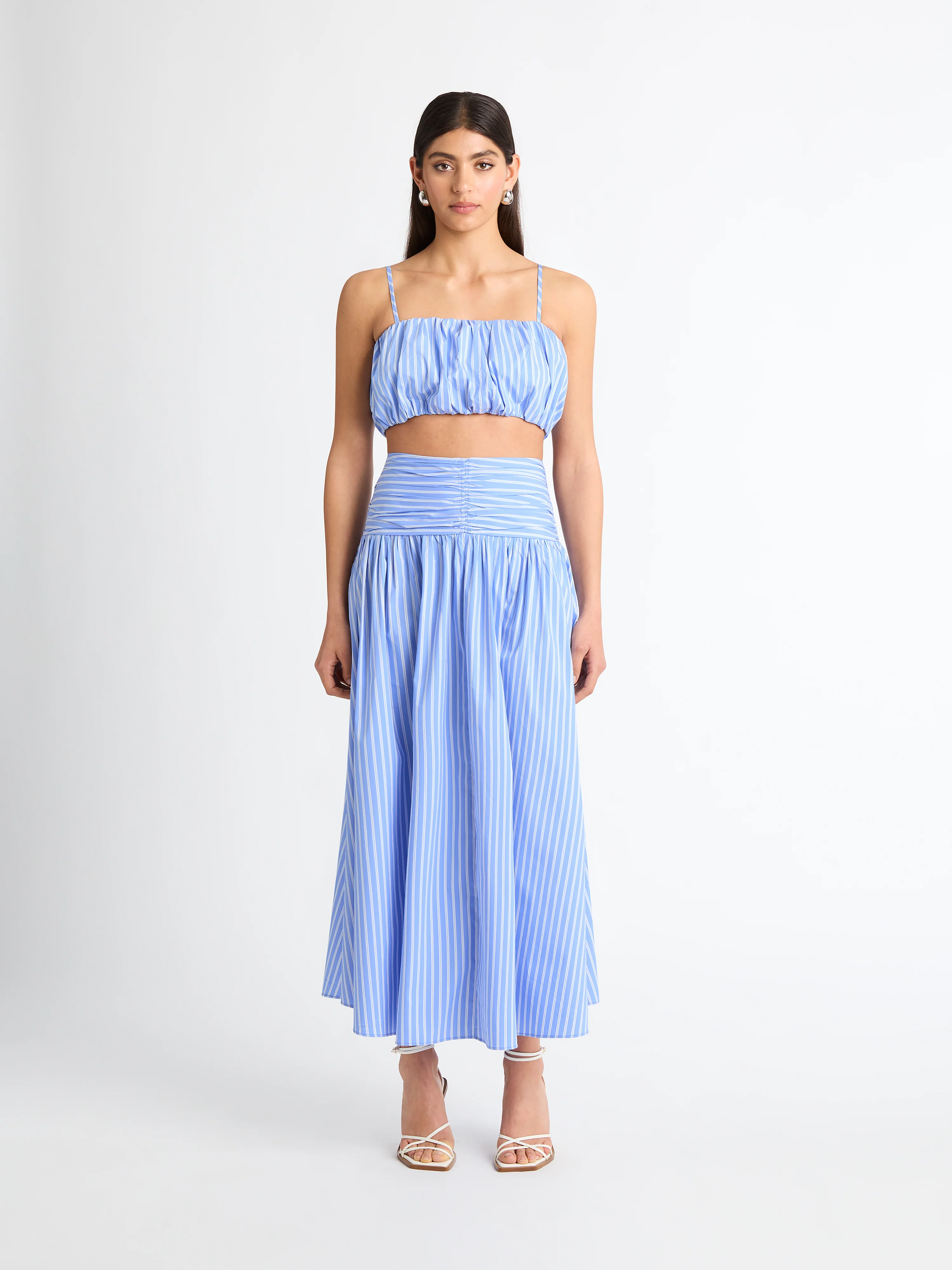 RUMI STRIPE MIDI SKIRT