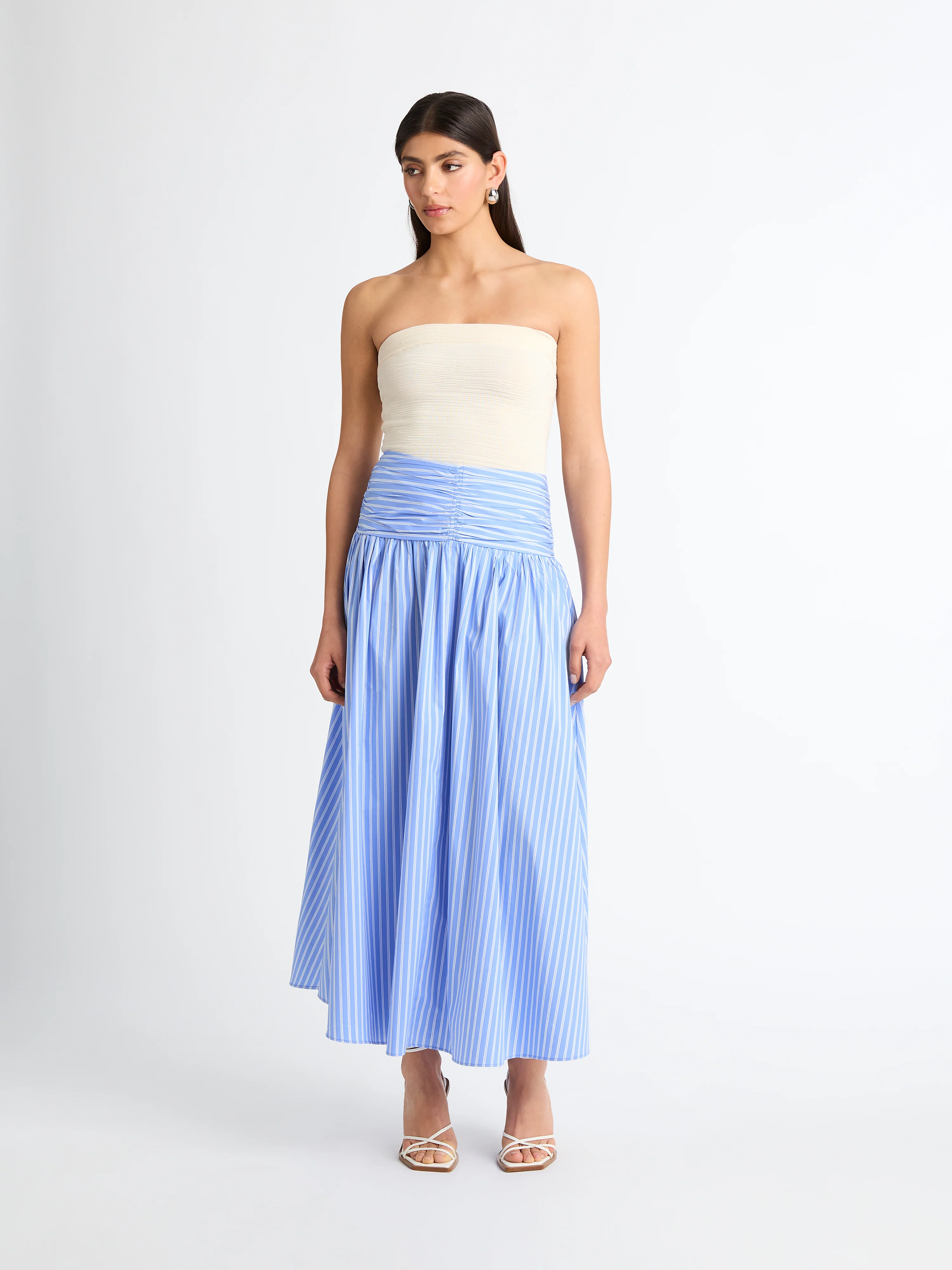 RUMI STRIPE MIDI SKIRT